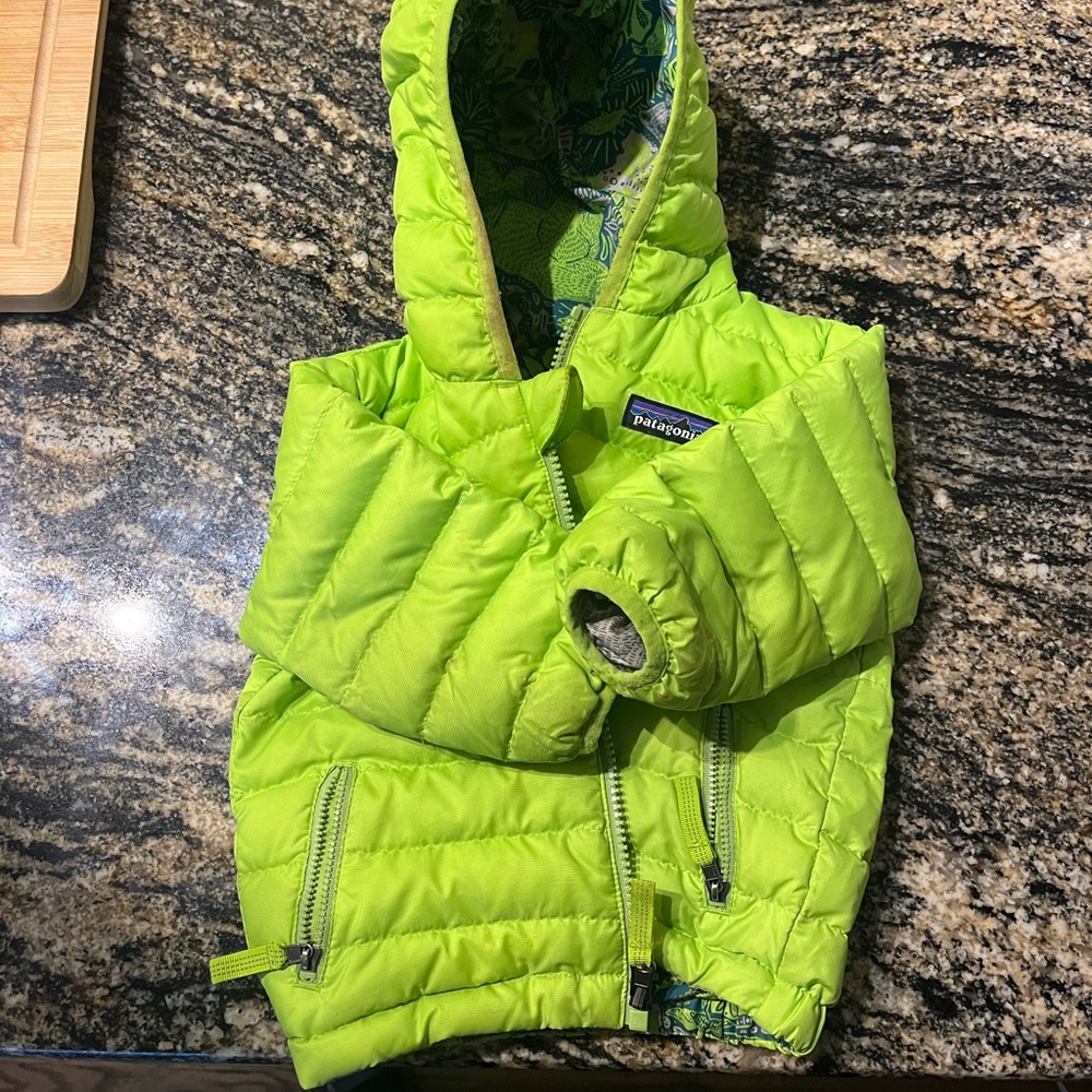 Patagonia Kids Lime Green Puffer Jacket